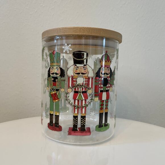 Nutcracker Themed Glass Canister Jar Vintage CHRISTMAS Storage Set of 2 New - Picture 15 of 16